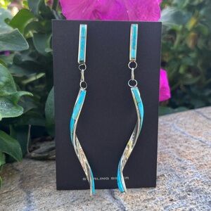 Elegant Silver and Turquoise Dangle Earrings
